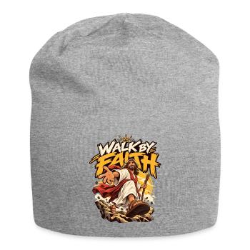 Walk by Faith: Jesus Grafik - Jersey-Beanie - Grau meliert - Vorne