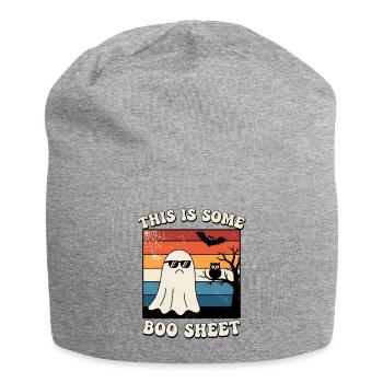 Geist mit cooler Sonnenbrille Halloween Boo Sheet - Jersey-Beanie - Grau meliert - Vorne