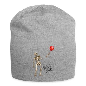 Tja, verdammt, lustiger Skelett, roter Ballon, dunkler Humor - Jersey-Beanie - Grau meliert - Vorne