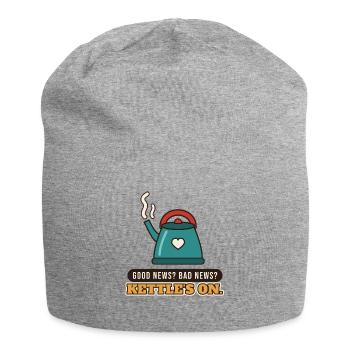 Gute Nachrichten? Schlechte Nachrichten? Der Wasserkocher steht an. - Jersey-Beanie - Grau meliert - Vorne