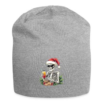 Skelett mit Santa Hut Cocktail - Jersey-Beanie - Grau meliert - Vorne