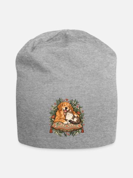 Herzpfoten Kuschelduo - Jersey-Beanie - Grau meliert