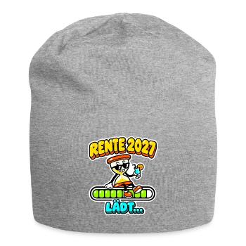 Rente 2027 lädt - Sanduhr mit Ladebalken - Jersey-Beanie - Grau meliert - Vorne