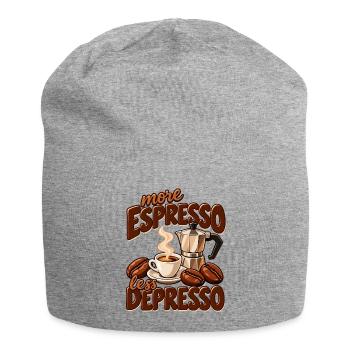 More Espresso Less Depresso - Jersey-Beanie - Grau meliert - Vorne