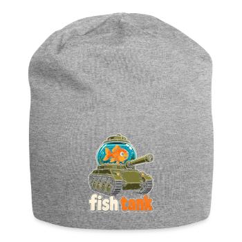 Fisch im Panzer Cartoon - Jersey-Beanie - Grau meliert - Vorne