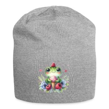 Niedlicher Frosch Aquarell - Jersey-Beanie - Grau meliert - Vorne