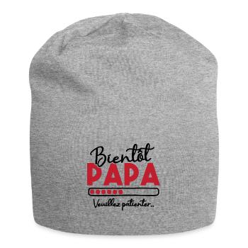 Bientôt papa veuillez patienter - Bonnet en jersey - gris chiné - Devant