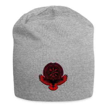 Adler mit Vegvisir Symbol - Jersey-Beanie - Grau meliert - Vorne