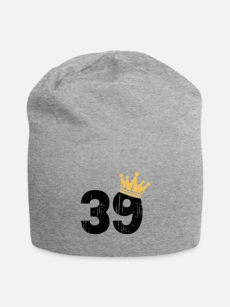 39 Krone 39. Geburtstag 39 Jahre - Jersey-Beanie - Grau meliert