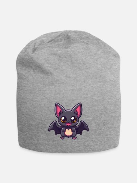 Fledermaus Halloween Lustig Comic - Jersey-Beanie - Grau meliert