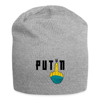 Fick dich Putin | Unterstütze die Ukraine - Jersey-Beanie - Grau meliert - Vorne