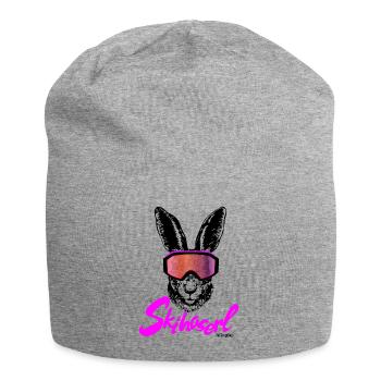 Lustiger Skihaserl Apré-Ski - ab auf die Piste! - Jersey-Beanie - Grau meliert - Vorne
