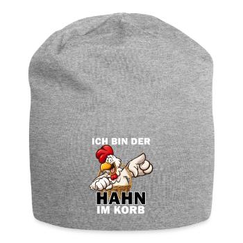 Ich bin der Hahn im Korb - Jersey-Beanie - Grau meliert - Vorne