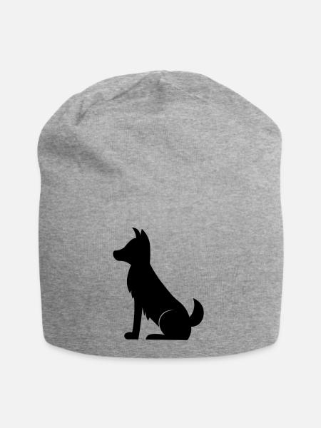 Chien noir simple / chien noir simple - Bonnet en jersey - gris chiné