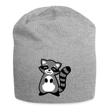 Niedlicher Waschbär Tierkind / Cute raccoon animal - Jersey-Beanie - Grau meliert - Vorne