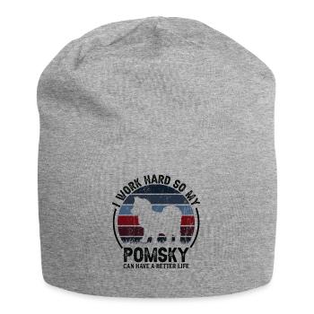 Travaillez dur - Retro Pomsky - Bonnet en jersey - gris chiné - Devant
