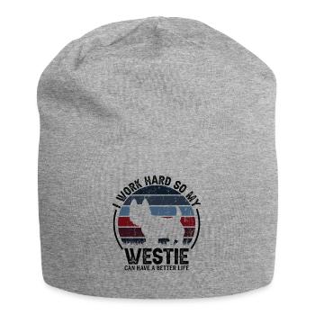 Travaillez dur - Retro Westie - Bonnet en jersey - gris chiné - Devant