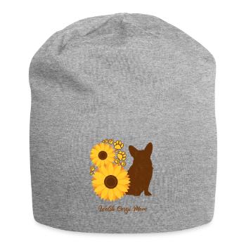 Sonnenblumenmutter - Walisischer Corgi - Jersey-Beanie - Grau meliert - Vorne