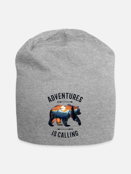 Bär Berge Zelten Camping Bergwandern Natur Wandern - Jersey-Beanie - Grau meliert