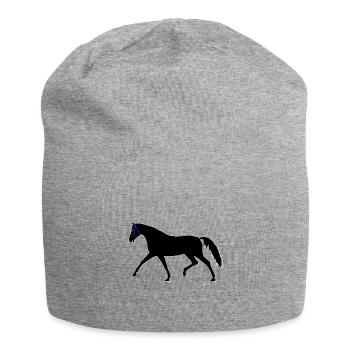 Cheval, Noir, Étalon, Cavalier, Cavalier, Chevaux, Enfant - Bonnet en jersey - gris chiné - Devant