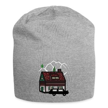 winter, holiday, mountain, house, car, snow, christmas - Jersey Beanie - heather grey - Front