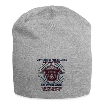 viSchweindad Mama - Vietnamesisches Potbauch - Jersey-Beanie - Grau meliert - Vorne