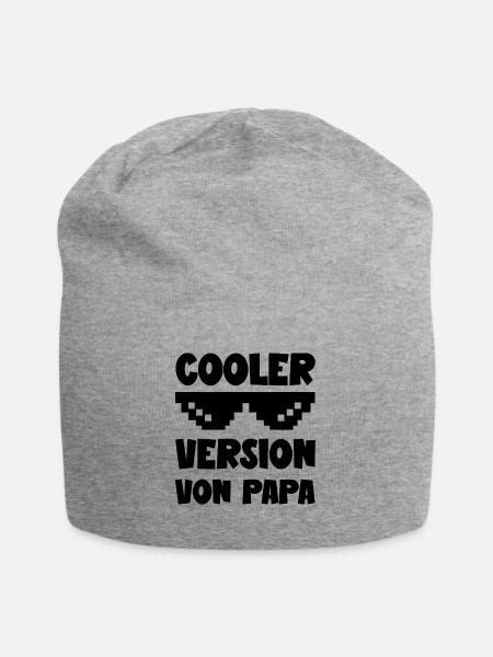 Cooler Version von Papa lustige Papa Sohn Sprüche - Jersey-Beanie - Grau meliert