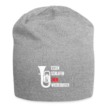 Essen Schlafen Tuba üben Wiederholen - Jersey-Beanie - Grau meliert - Vorne