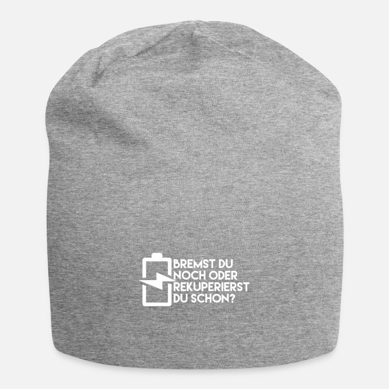 Bremst du noch oder rekuperierst du schon? - Jersey-Beanie - Grau meliert