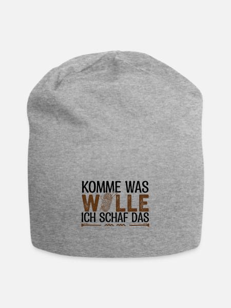 Komme was Wolle ich Schaf das. Schafe, Bauern. - Jersey-Beanie - Grau meliert