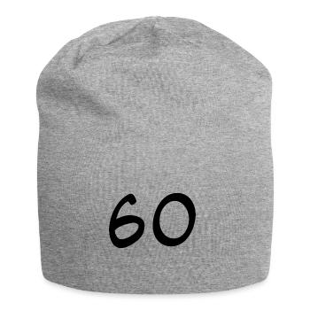 60. 60 ANS. 60e ANNIVERSAIRE. ANNIVERSAIRE 60 ANS. - Bonnet en jersey - gris chiné - Devant