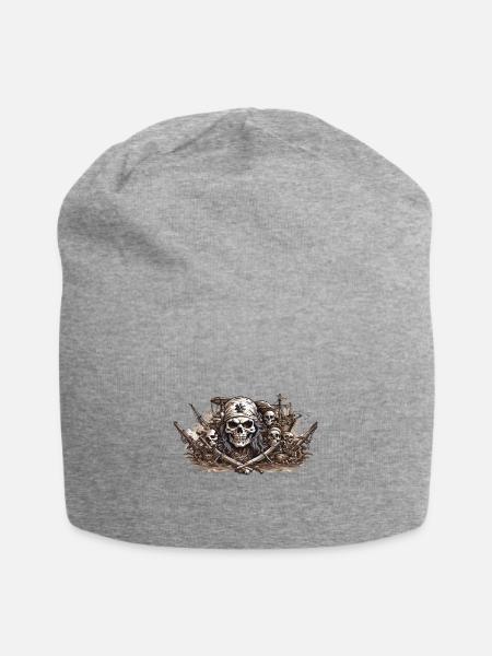 Halloween Pirate drapeau tête de mort Buccaneer Design - Bonnet en jersey - gris chiné