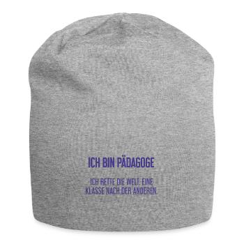 Ich bin Pädagoge - ich rette die Welt - Jersey-Beanie - Grau meliert - Vorne