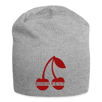 Kirschfest rote Kirschen mit Schriftzug Kirschfest - Jersey-Beanie - Grau meliert - Vorne