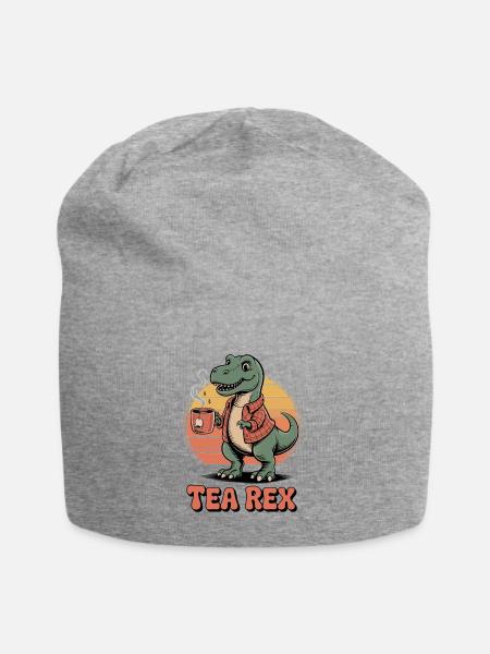 Tee-Rex-Dinosaurier - Jersey-Beanie - Grau meliert