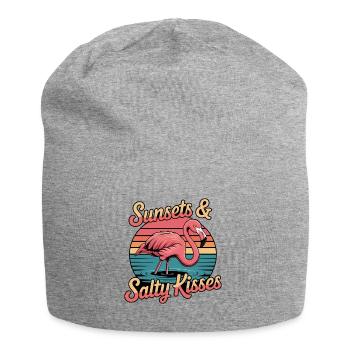 Flamingo Sunsets And Salty Kisses Summer Vacation - Jersey Beanie - heather grey - Front
