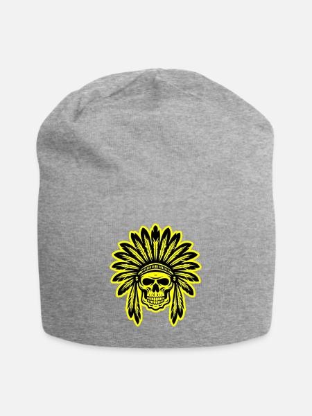 Apache Indianer Häuptling Totenkopf - Jersey-Beanie - Grau meliert