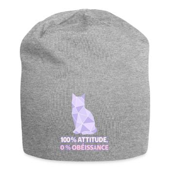 100% Attitude, 0% Obéissance – Chat géométrique - Bonnet en jersey - gris chiné - Devant