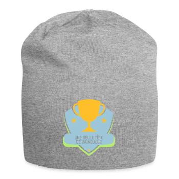 Une belle tête de vainqueur - Humour - Drôle - Bonnet en jersey - gris chiné - Devant