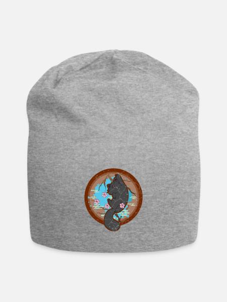 Kawaii japonais Cat Vintage, chats japonais cool - Bonnet en jersey - gris chiné