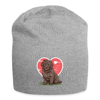 Neufundländer Hund mit großem Herzen - Jersey-Beanie - Grau meliert - Vorne