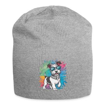 Dandie Dinmont Terrier im Cartoon Design - Jersey-Beanie - Grau meliert - Vorne