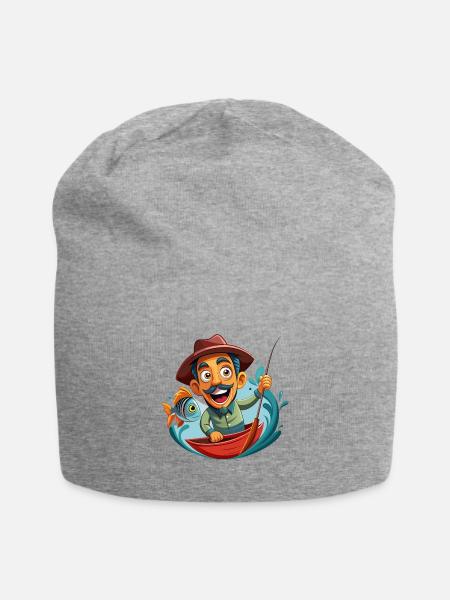 Born to fish - Jersey-Beanie - Grau meliert
