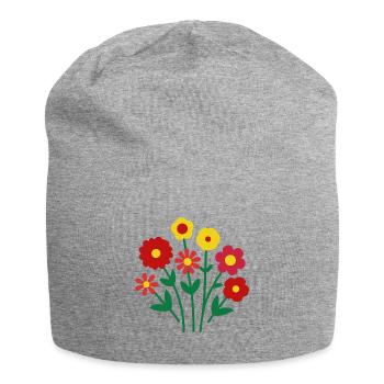 Colorful Flowers - Cheerful Blossom Design - Jersey Beanie - heather grey - Front
