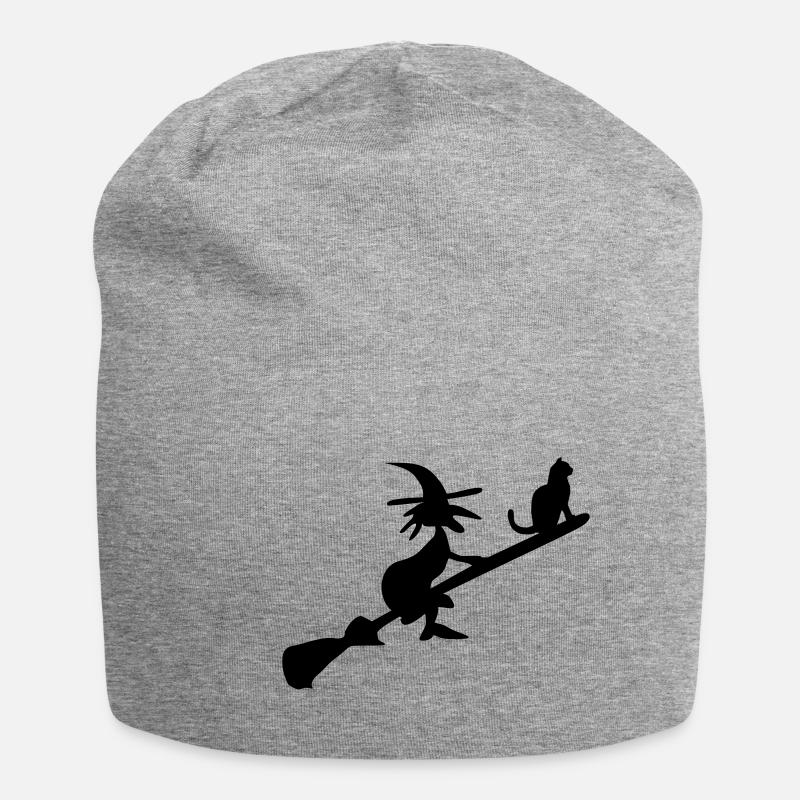 Sorcière et chat sur balai - Bonnet en jersey - gris chiné