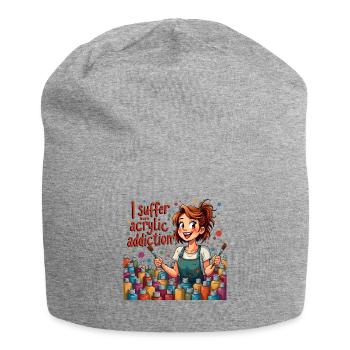 Acrylmalerei - I Suffer From Acrylic Addiction - Jersey-Beanie - Grau meliert - Vorne