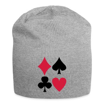 Poker - Jersey-Beanie - Grau meliert - Vorne