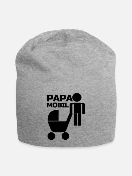 Papa Mobil Vater, Familie, Kind, Geschenk Vatertag - Jersey-Beanie - Grau meliert