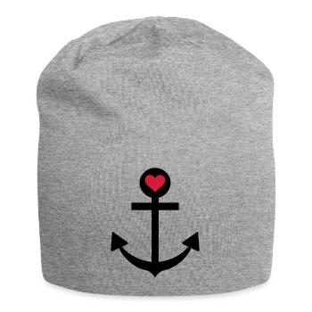 anker herz schifffahrt kapitän - Jersey-Beanie - Grau meliert - Vorne