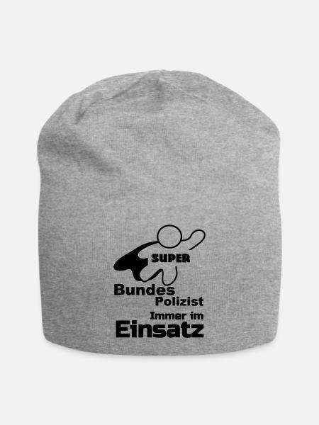 Super Bundespolizist Polizei, Sprüche, Geschenk - Jersey-Beanie - Grau meliert